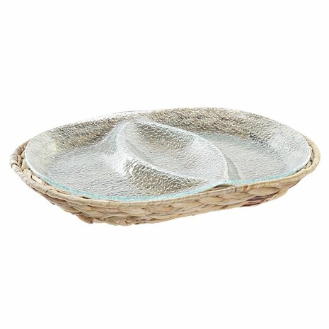 Snackdienblad DKD Home Decor 38 x 25 x 4 cm Kristal Natuurlijk Transparant 1
