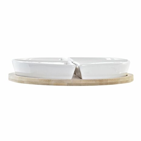 Set voor voorgerechtjes DKD Home Decor Blauw Natuurlijk Bamboe Keramiek Mediterrane 21,5 x 21,5 x 1 cm (5 pcs) 2