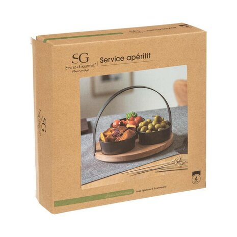 Set voor voorgerechtjes Secret de Gourmet Zwart Keramiek 4 Onderdelen (Ø 21 cm) 4