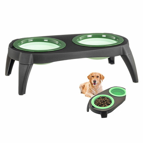 Voerbak voor honden Caison Siliconen 39 x 21 x 13 cm Dubbel 1