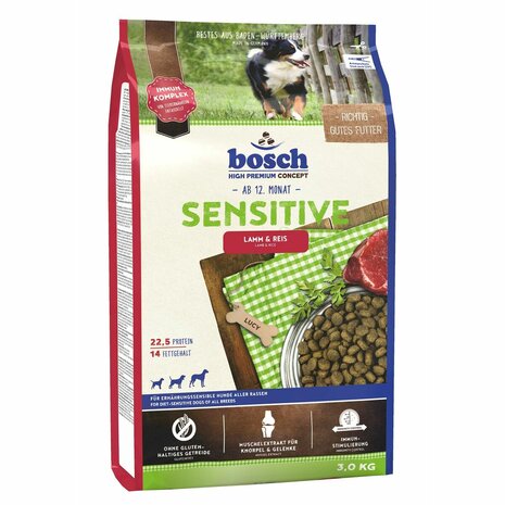 Voer BOSCH Sensitive Volwassen Lam Rijst 3 Kg 1