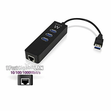 USB-HUB Ewent AAOAUS0127 3 x USB 3.1 RJ45 Plug and Play 5