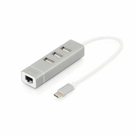 USB-HUB Digitus Grijs Zilverkleurig Aluminium 1