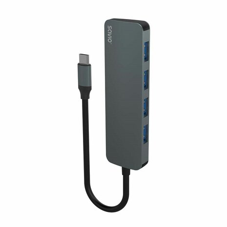 USB-HUB-C 4 Poorten Savio AK-54 Grijs 2