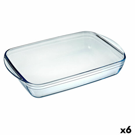 Serveerschaal Pyrex Classic 4,6 L 40,3 x 26,3 x 7,3 cm Transparant Glas (6 Stuks) 1