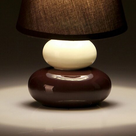Bureaulamp Bruin Crème PVC Stof Keramisch 40 W 15 x 15 x 23 cm 4