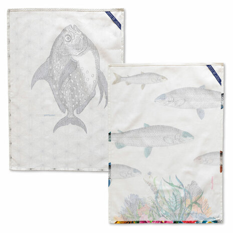 Keukendoek HappyFriday Fish Multicolour 70 x 50 cm (2 Stuks) 5