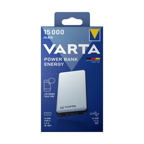 Powerbank Varta Energy 15000 Zwart/Wit 15000 mAh 3