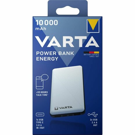 Powerbank Varta Energy Zilverkleurig 10000 mAh 4