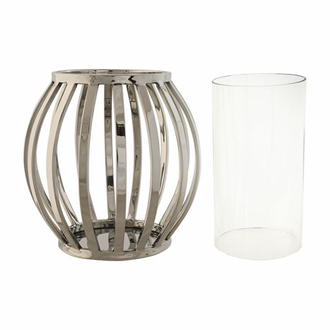 Kaarshouder Home ESPRIT Zilverkleurig Kristal Staal 19 x 19 x 19 cm 3