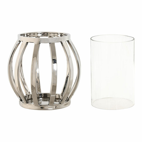 Kaarshouder Home ESPRIT Zilverkleurig Kristal Staal 14 x 14 x 14 cm 2