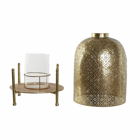 Kaarshouder Home ESPRIT Gouden Metaal Kristal 24 x 24 x 33 cm 7