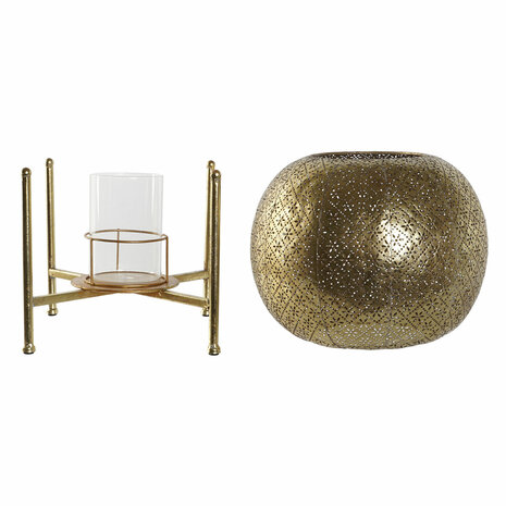 Kaarshouder Home ESPRIT Gouden Metaal Kristal 29 x 29 x 26,5 cm 6