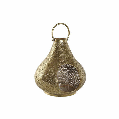 Kaarshouder Home ESPRIT Gouden Metaal Kristal 25 x 25 x 26,5 cm 1
