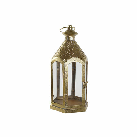 Kaarshouder Home ESPRIT Gouden Metaal Kristal 18 x 18 x 35,5 cm 1