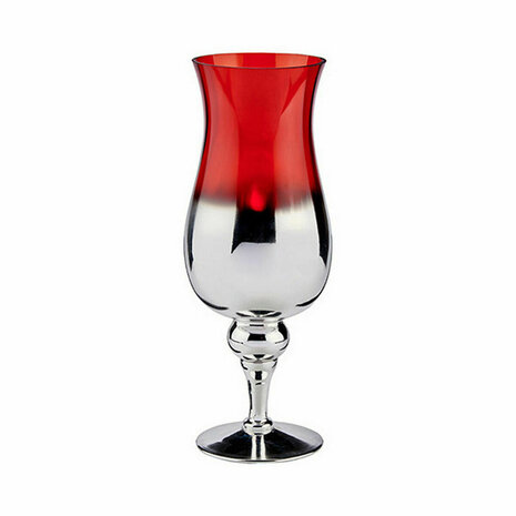 Kaarshouder Kristal Rood Zilverkleurig 13 x 35 x 13 cm (6 Stuks) 2