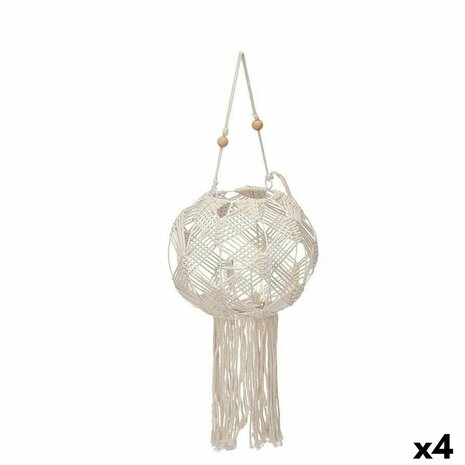 Kaarshouder Macramé Wit Katoen 23 x 24 x 23 cm (4 Stuks) 1