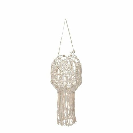 Kaarshouder Macramé Wit Katoen 24 x 90 x 24 cm (4 Stuks) 2