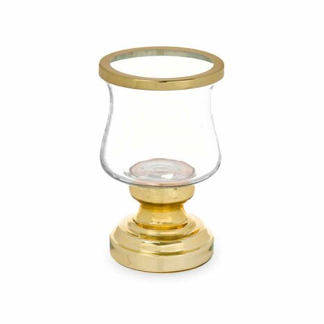 Kaarshouder Fluitglas Gouden Staal 12 x 19,5 x 12 cm (6 Stuks) 2