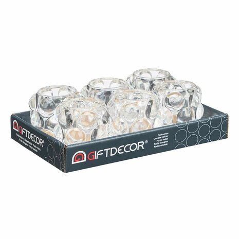 Kaarshouder Microbolletjes Transparant Kristal 8,4 x 9 x 8,4 cm (12 Stuks) 3