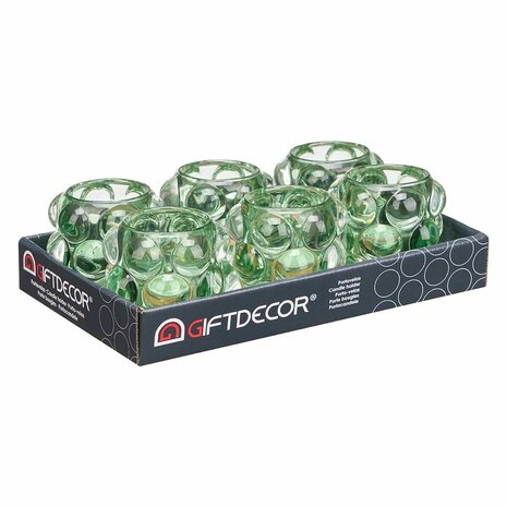 Kaarshouder Microbolletjes Groen Kristal 8,4 x 9 x 8,4 cm (12 Stuks) 3