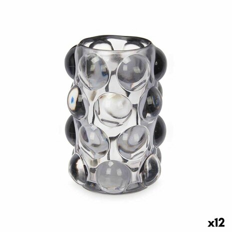 Kaarshouder Microbolletjes Grijs Kristal 8,4 x 12,5 x 8,4 cm (12 Stuks) 1