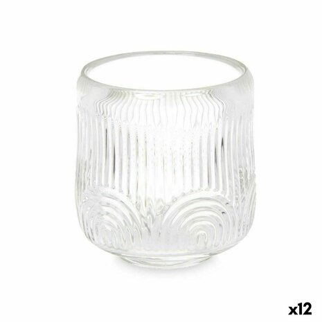 Kaarshouder Strepen Transparant Kristal 9 x 9,5 x 9 cm (12 Stuks) 1
