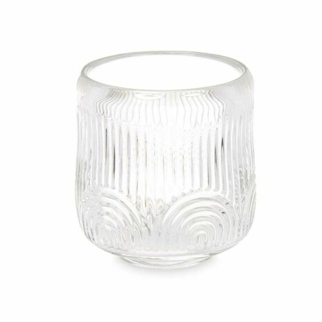 Kaarshouder Strepen Transparant Kristal 9 x 9,5 x 9 cm (12 Stuks) 2