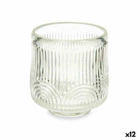 Kaarshouder Strepen Transparant Kristal 7,5 x 7,8 x 7,5 cm (12 Stuks) 1