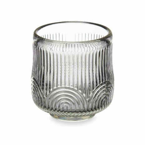 Kaarshouder Strepen Grijs Kristal 7,5 x 7,8 x 7,5 cm (12 Stuks) 2