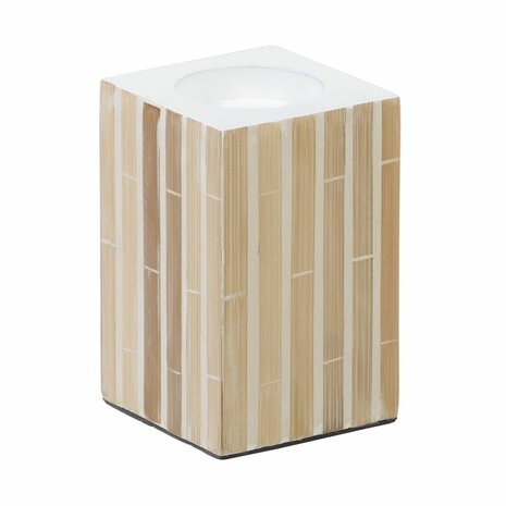 Kaarshouder Beige Bamboe Hout MDF 10,5 x 10,5 x 16 cm 1