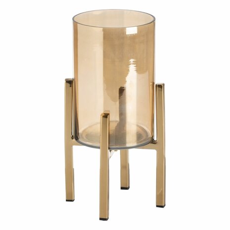 Kaarshouder Gouden Kristal Staal 12 x 12 x 23 cm 1