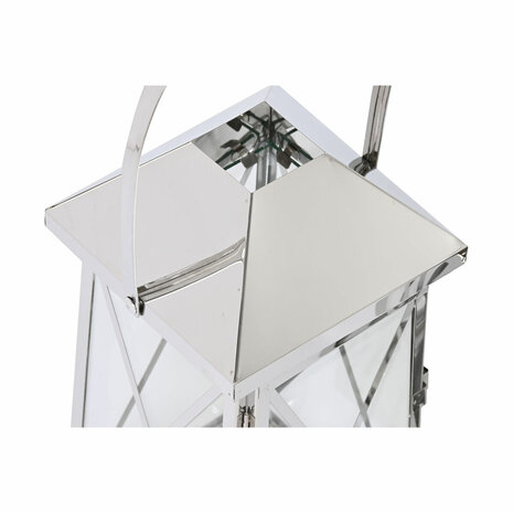 Lantaarn Home ESPRIT Zilverkleurig Kristal Staal Verchroomd 20 x 20 x 48 cm (3 Onderdelen) 2