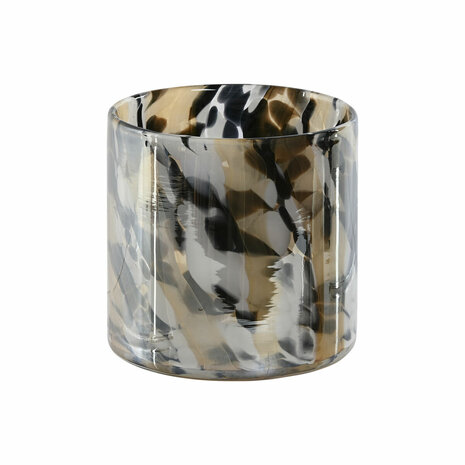 Kaarshouder Home ESPRIT Zwart Crème Kristal 12 x 12 x 11,5 cm 1