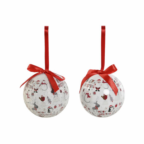 Kerstballen Home ESPRIT Wit Rood PVC (7 Stuks) 5