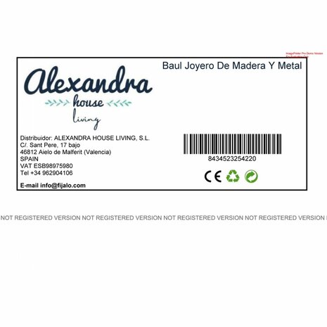 Juwelenkistje Alexandra House Living Rood Blik Mangohout Hout MDF 11 x 9 x 20 cm 6
