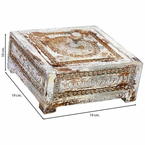 Juwelenkistje Alexandra House Living Blauw Grijs Mangohout 19 x 10 x 19 cm 4