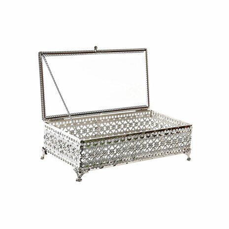 Juwelenkistje DKD Home Decor Kristal Zilverkleurig Metaal 25,5 x 12,5 x 7,5 cm 2