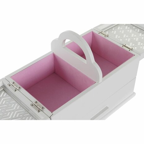 Juwelenkistje DKD Home Decor 16 x 17 x 28 cm Wit Licht Roze Hout MDF 3