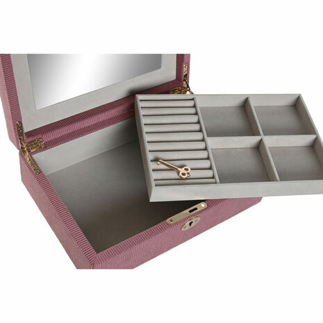 Juwelenkistje Home ESPRIT Crème Magenta 27 x 19 x 9 cm 2