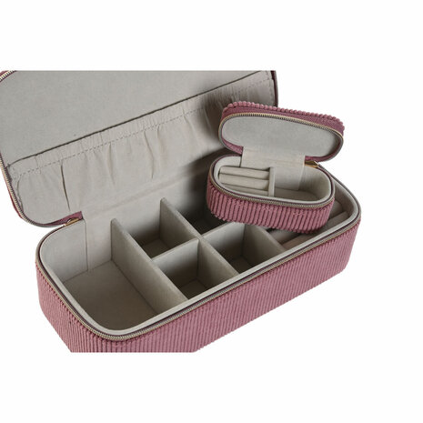 Juwelenkistje Home ESPRIT Crème Magenta 20,5 x 10 x 6 cm (2 Onderdelen) 2