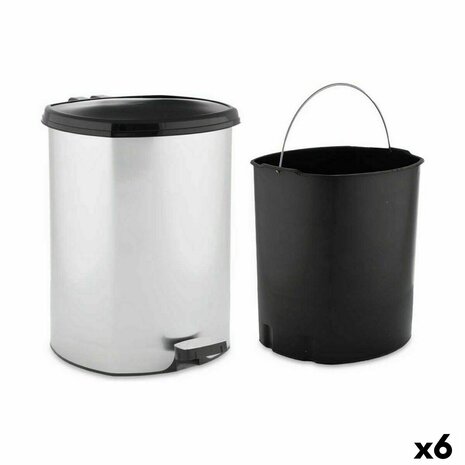 Pedaalemmer Zilverkleurig Plastic 11 L (6 Stuks) 1