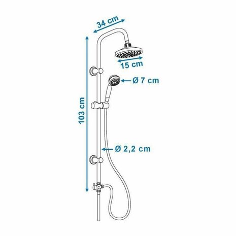 Douchekolom Rousseau Sonora 3 Roestvrij staal ABS Ø 15 cm 2