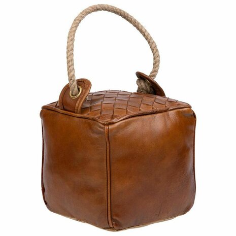 Deurstopper Alexandra House Living Katoen Leer 20 x 20 x 20 cm Bruin 1