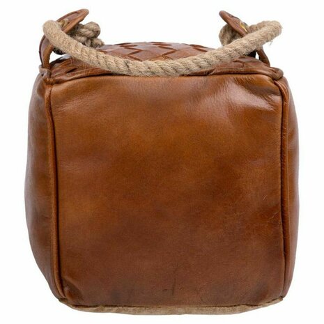 Deurstopper Alexandra House Living Katoen Leer 20 x 20 x 20 cm Bruin 2