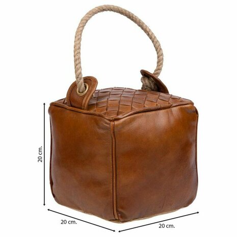 Deurstopper Alexandra House Living Katoen Leer 20 x 20 x 20 cm Bruin 3