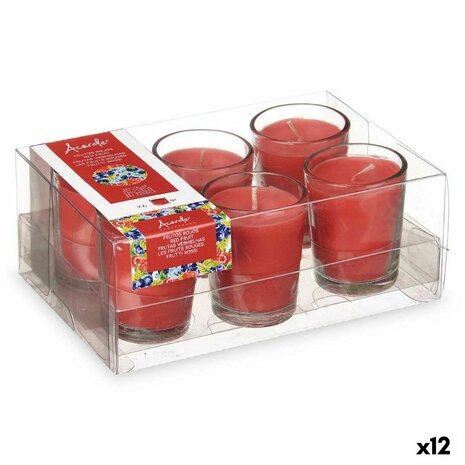 Geurkaarsenset 16 x 6,5 x 11 cm (12 Stuks) Glas Rode Vruchten 1