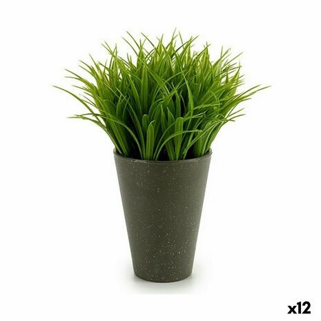 Decoratieve plant Plastic 11 x 18 x 11 cm Groen Grijs (12 Stuks) 1