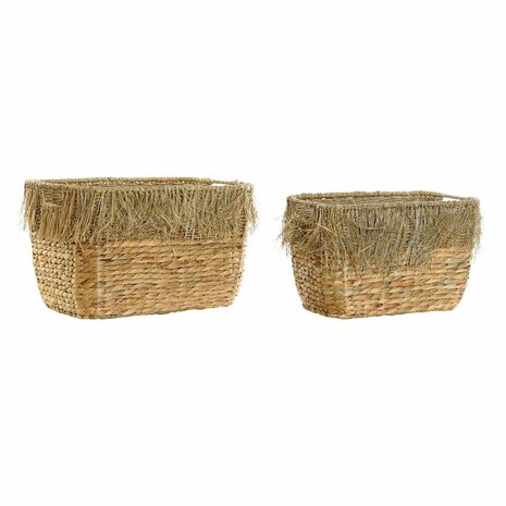 Mandenset DKD Home Decor Bruin Multicolour Natuurlijk Franjes 40 x 30 x 26 cm 1