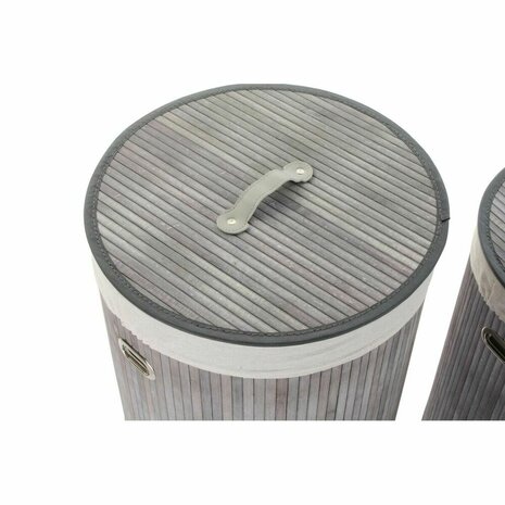 Mandenset DKD Home Decor Beige Grijs Bamboe 38 x 38 x 60 cm (3 Onderdelen) (2 Stuks) 2